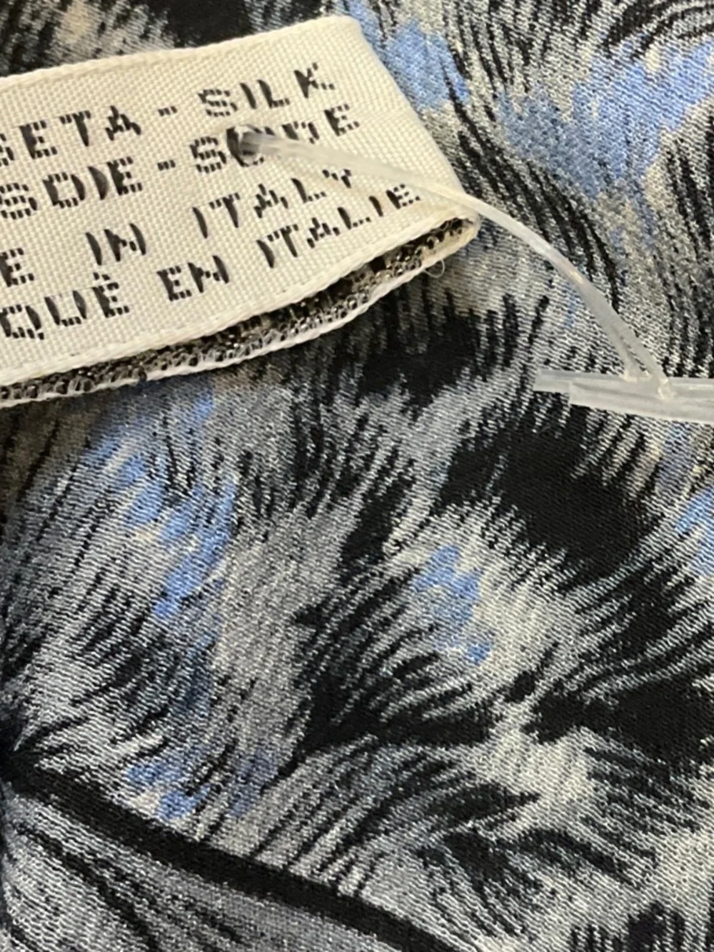 ESCADA VINTAGE BLUE / BLACK / PINK MULTI TIGER PRINT LARGE SQUARE SILK SCARF